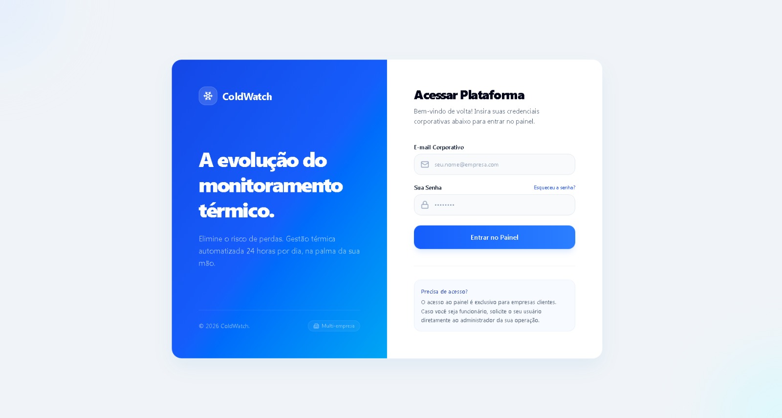 Tela de login do ColdWatch